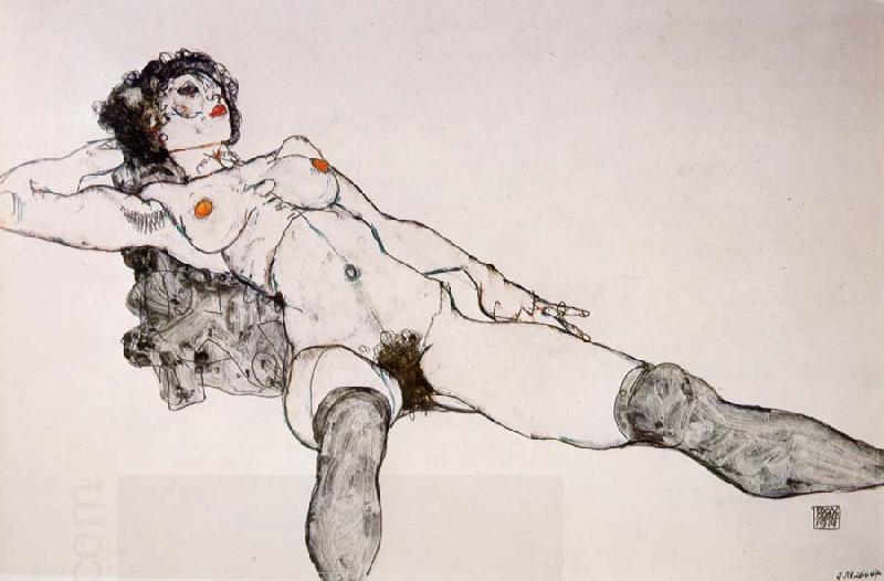 Egon Schiele Recumbent Female Nude with Legs Apart China oil painting art